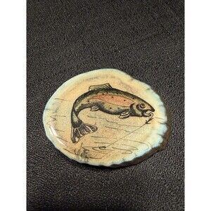 Rainbow Trout Antler Horn Belt Buckle Artist Signed Vintage